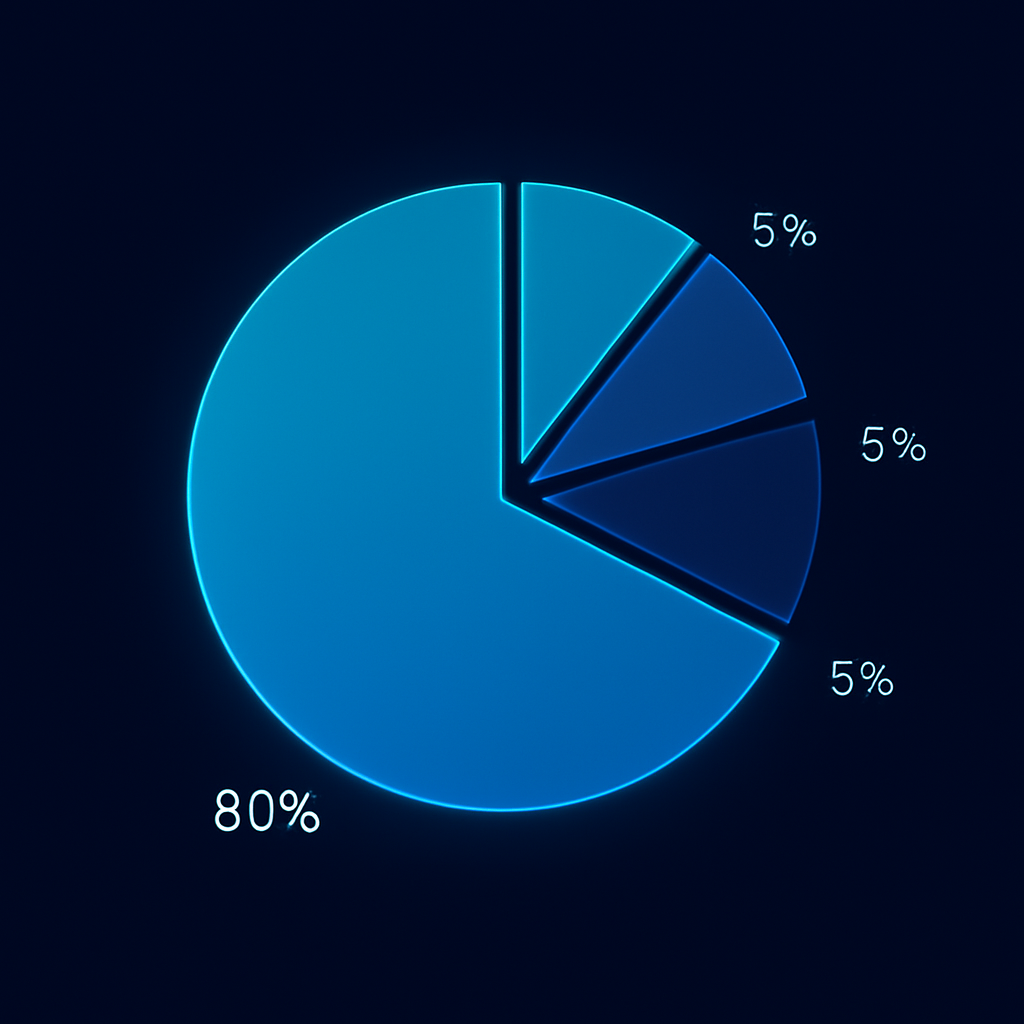 Voxen $VOX token distribution pie chart showing 80% community, 10% marketing, 5% team, 5% creator onboarding